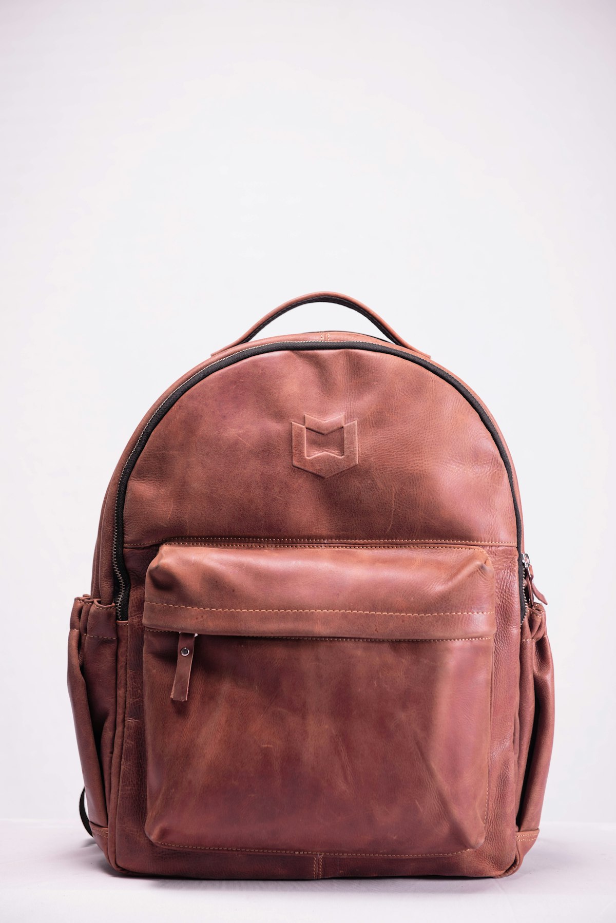 Burgundy leather backpack