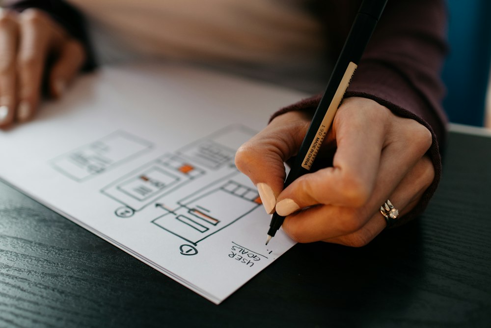 Designer sketching a product specification